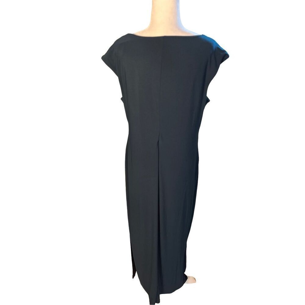 NIPON Boutique deep teal gown with b-neck, ruched side and cap sleeves - 14 - Picture 4 of 8
